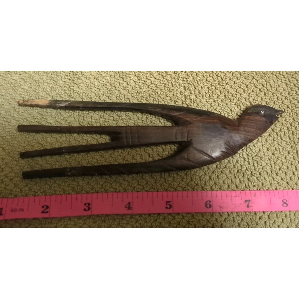 VTG Hand Carved TANGANYIKA PURPLE MARTIN HAIR COMB/ Ebony Wall Plaque Africa